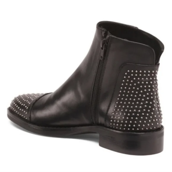 Stelle Monelle Studded Black Leather Ankle Boots Size 40 - Picture 2 of 13